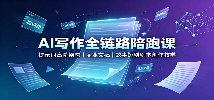 AI写作全链路陪跑课，提示词高阶架构到商业文稿、短剧剧本创作持续更新 - 缩略图