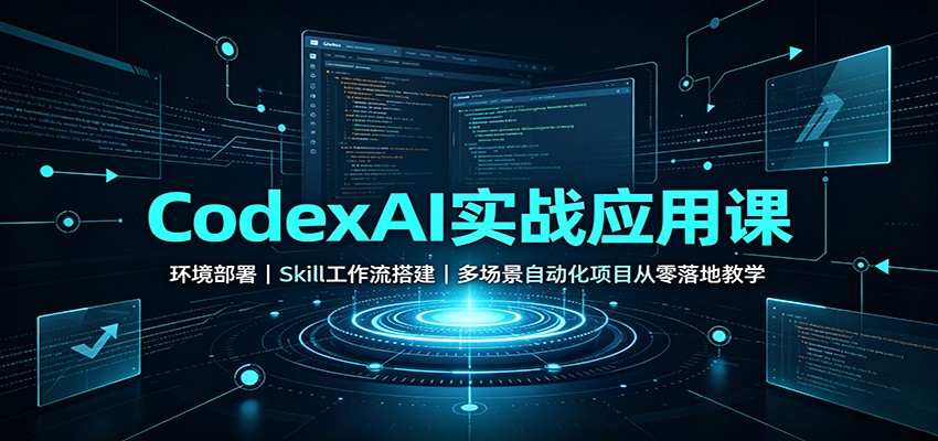 CodexAI实战应用课，不会编程也能从安装部署到Skill工作流，多场景自动化项目落地 - 缩略图