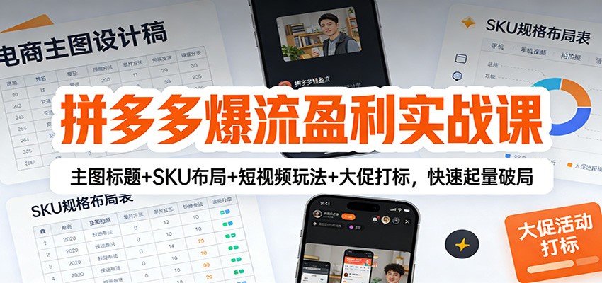 拼多多全域盈利实战课，主图标题SKU布局到短视频与大促打标全覆盖 - 缩略图