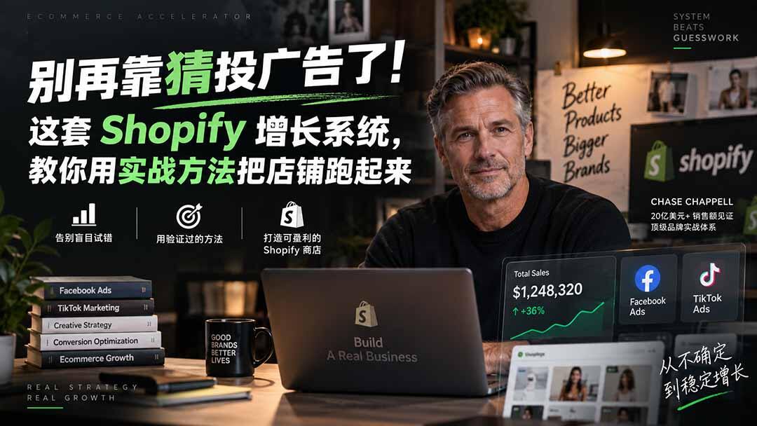 Shopify独立站增长实战课，Facebook和TikTok广告投放，从建站到规模化 - 缩略图