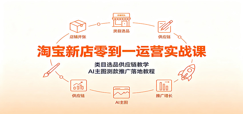 淘宝新店零到一运营实操课，类目选品供应链、AI主图测款推广全流程 - 缩略图