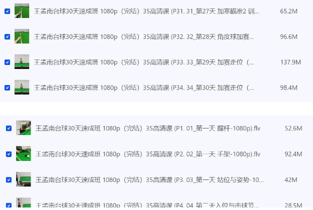 王孟南台球30天速成班，35项教学内容从握杆瞄准到战术布局，新手也能系统自学 - 缩略图