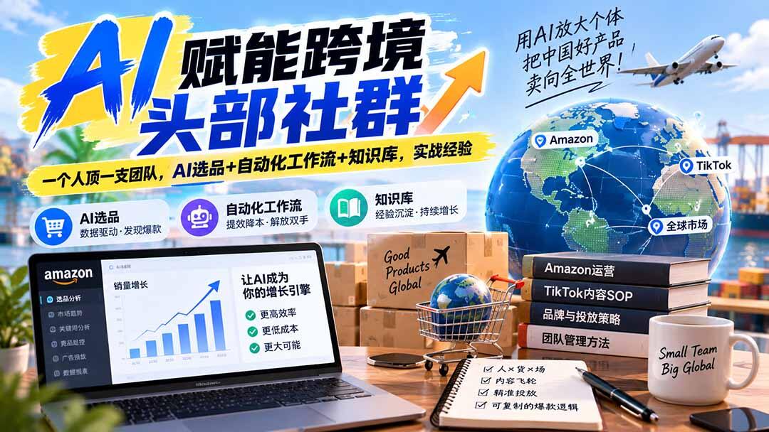 跨境电商AI实战课，一个人顶一支团队，AI选品、N8N自动化工作流、亚马逊爆品与TikTok内容打法 - 缩略图
