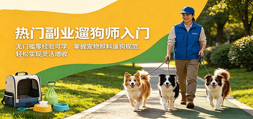 遛狗师副业入门课，零经验可学，宠物习性观察、遛狗安全规范到客户沟通接单全流程 - 缩略图