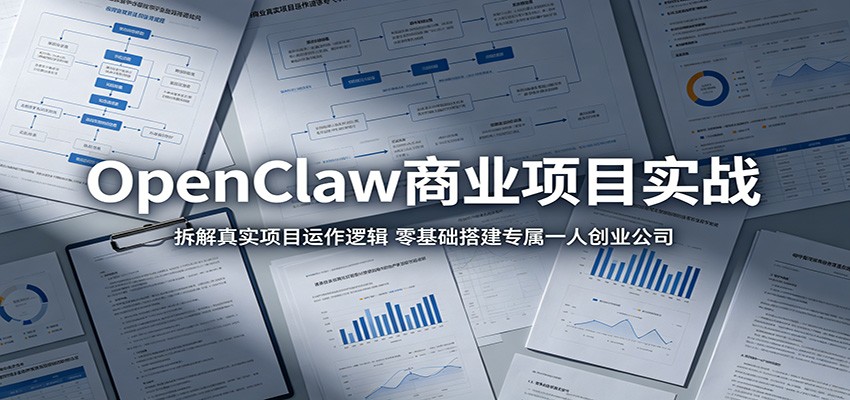 OpenClaw小龙虾商业项目实战，从环境配置到项目运转，零基础搭建一人创业公司 - 缩略图