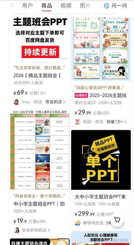 PPT代做与成套课件在小红书的销量截图