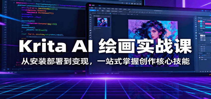 Krita AI绘画从安装部署到小说推文变现，文生图、实时绘画、人物一致性全流程 - 缩略图