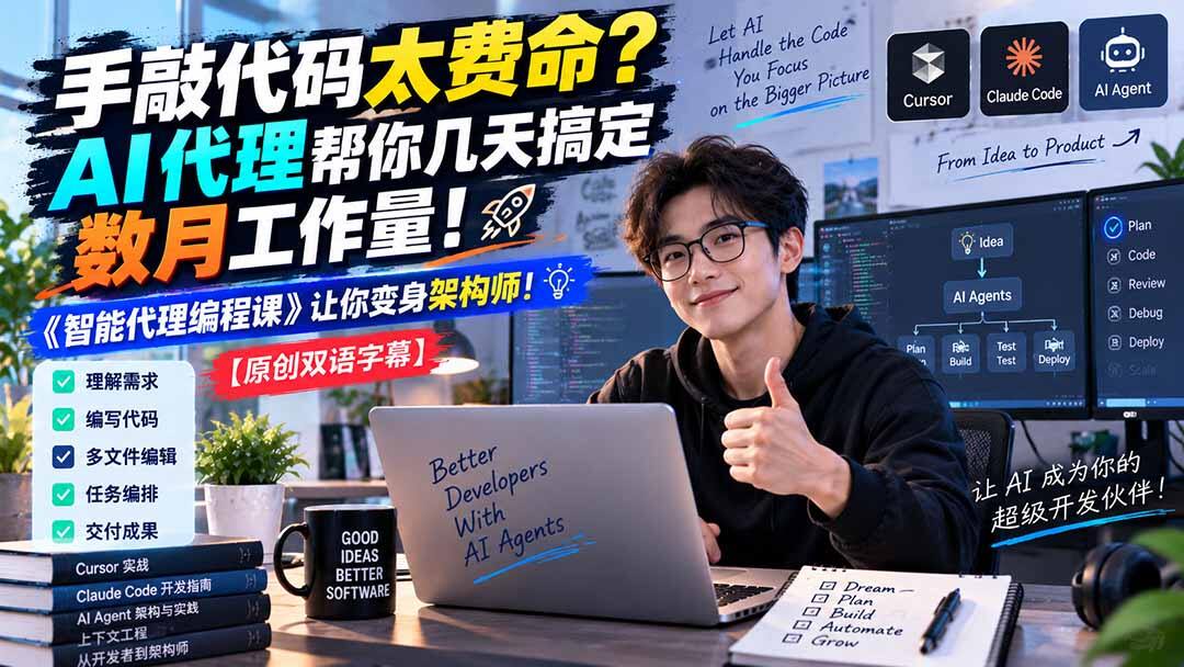 手敲代码太费命，用Cursor和Claude Code指挥AI代理编程，从基础到落地Web应用 - 缩略图