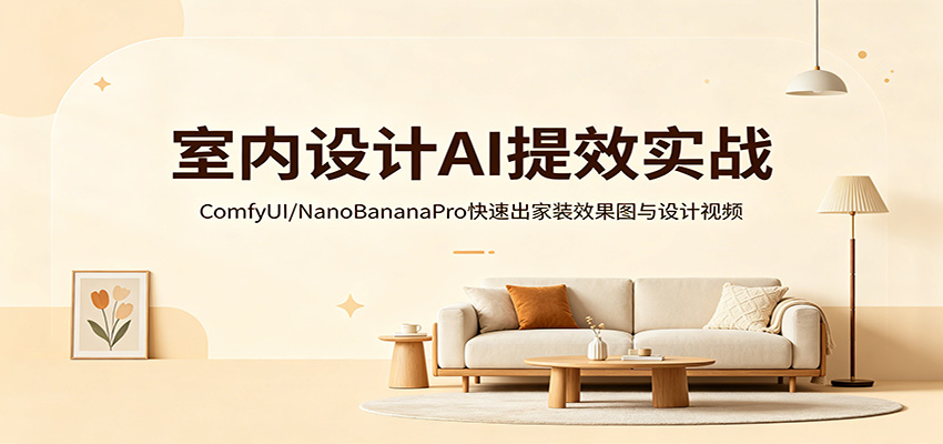 室内设计AI实战，ComfyUI+NanoBananaPro毛坯房出效果图、任意改图到设计视频全流程 - 缩略图