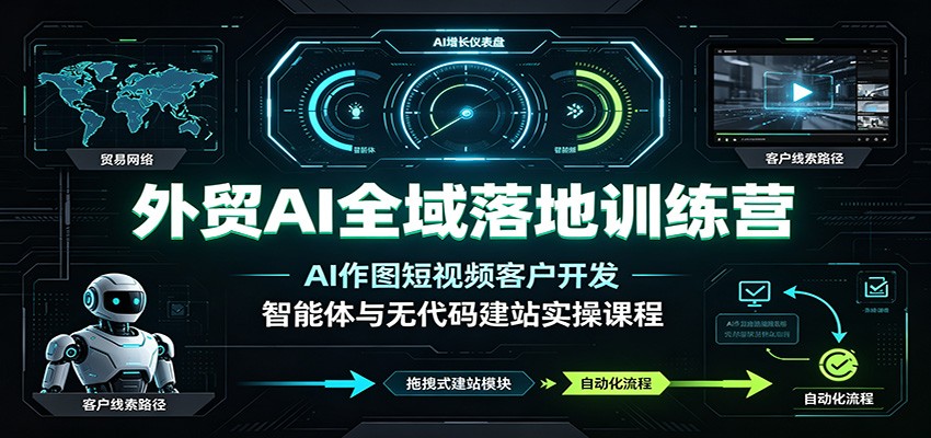 外贸AI全域落地实操课，AI作图短视频客户开发与无代码建站全流程 - 缩略图