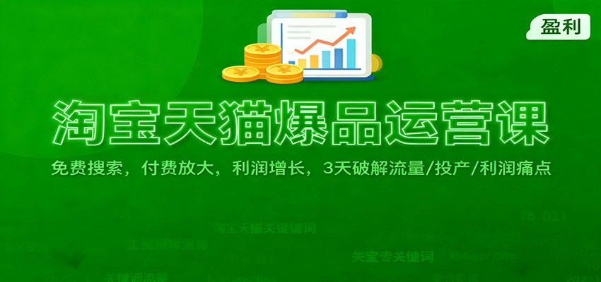 淘宝天猫爆品运营课,免费搜索起量到付费放大,3天解决流量不稳、投产崩盘、利润下滑 - 缩略图