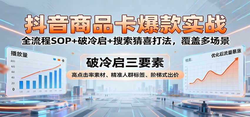抖音小店商品卡实操,从破零破冷启到搜索、猜喜打法,标准化SOP打爆款 - 缩略图