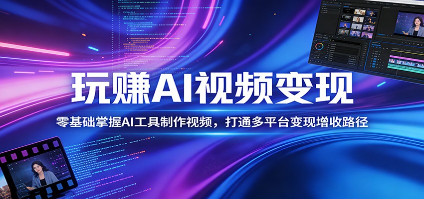 AI视频变现课，零基础用AI工具做视频，打通多平台变现路径 - 缩略图