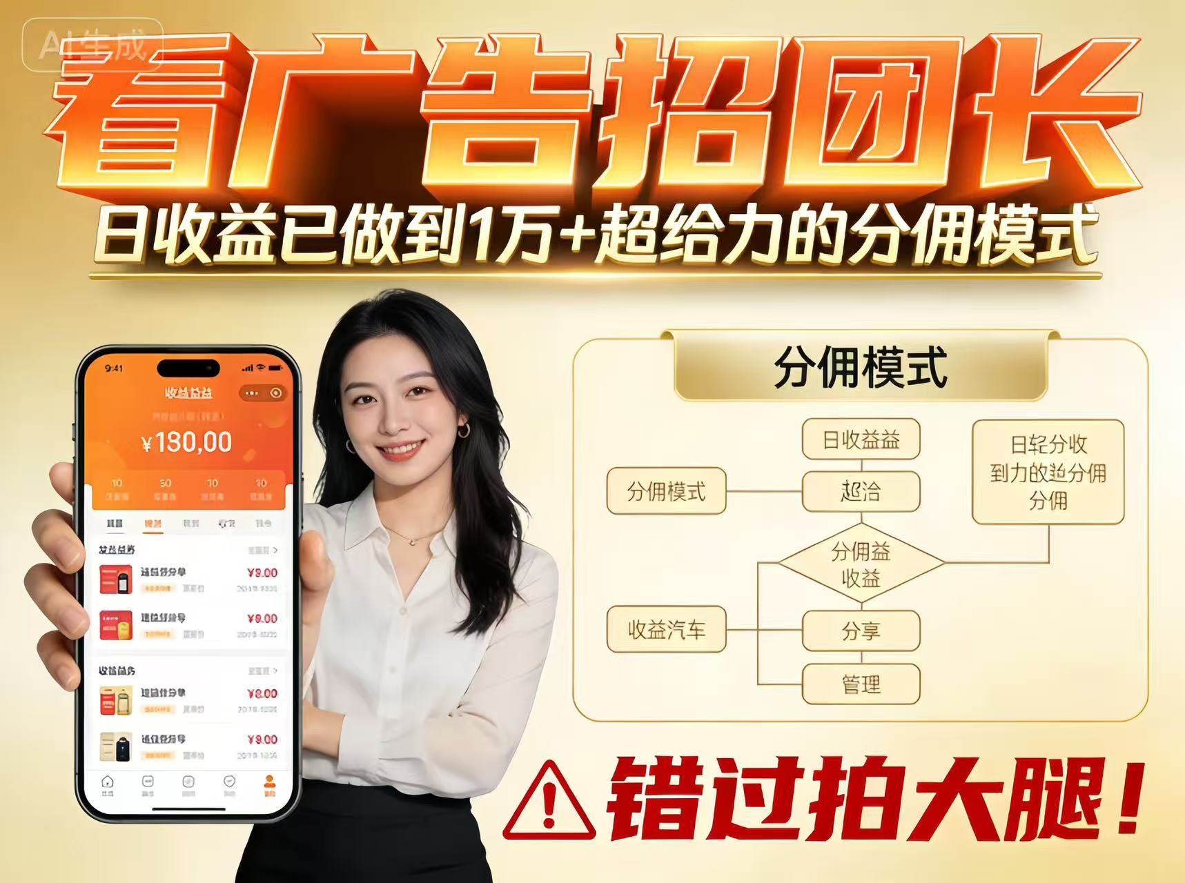 看广告项目招团长，团队日入1万的实操，含养鸡原理、打标签和分佣模式 - 缩略图