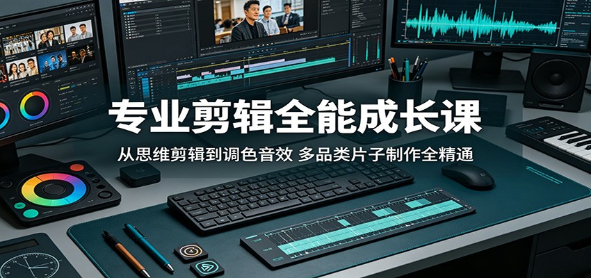 影视剪辑全能成长课，从做片思维、音乐音效到调色和AI视频，零基础也能学到接单报价 - 缩略图