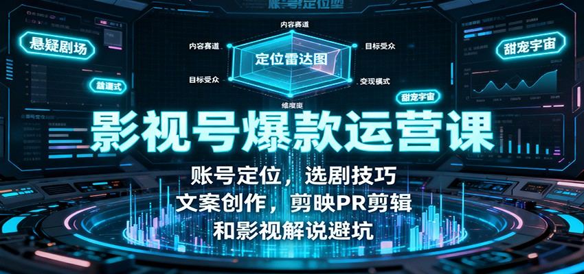 影视解说账号从0到1运营课,账号定位选剧文案到剪映PR剪辑全流程 - 缩略图
