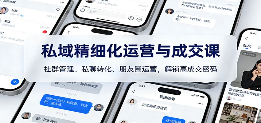私域运营成交课，社群管理、私聊转化、朋友圈运营，私域打标签到成交全流程拆解 - 缩略图