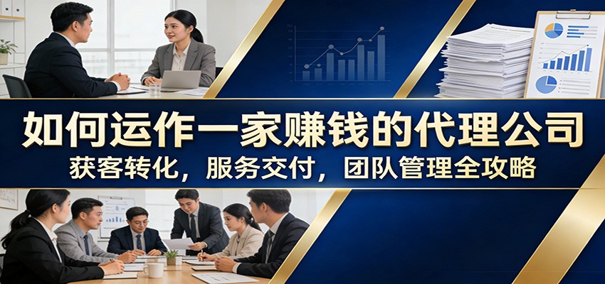 代理公司从0到1运作教程，Agency3.0模型、获客转化、服务交付与团队管理全流程 - 缩略图
