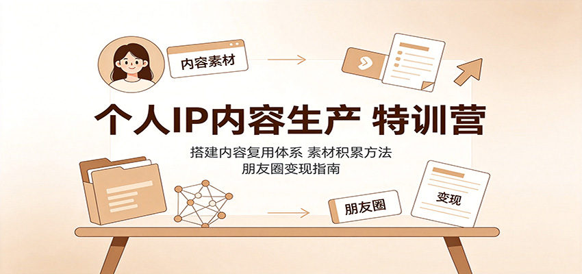 个人IP内容生产工作流，素材复用与朋友圈变现的7月实战课 - 缩略图