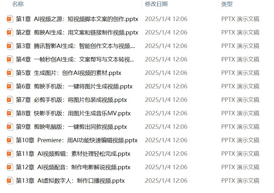 AI短视频制作一本通，文生视频+图生视频+视频生视频全套学习资料 - 缩略图