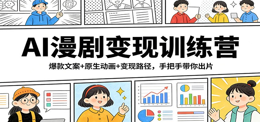 AI漫剧训练营，从文案配音生图到3.0/4.0动画成片全流程，225种开头公式加四种变现方式 - 缩略图
