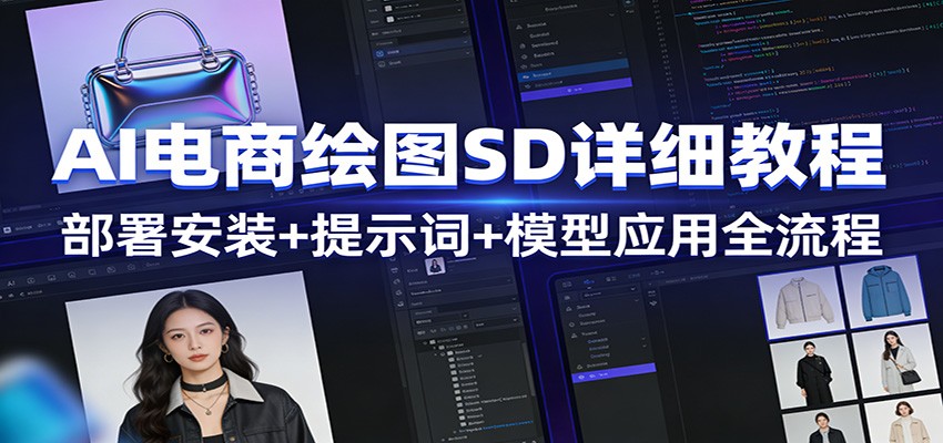 Stable Diffusion电商绘图全流程实操课，部署安装、提示词到LoRA模型应用 - 缩略图