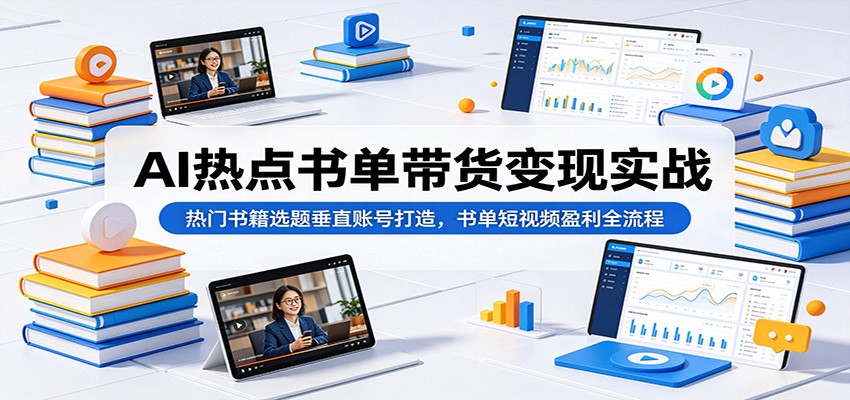 AI书单短视频带货，手机剪辑做垂直账号，从热门书籍选题到橱窗佣金全流程 - 缩略图