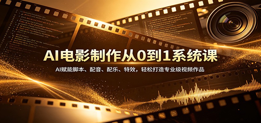 AI电影制作系统课，从脚本、配音到特效剪辑，动画短剧广告MV多场景实操 - 缩略图