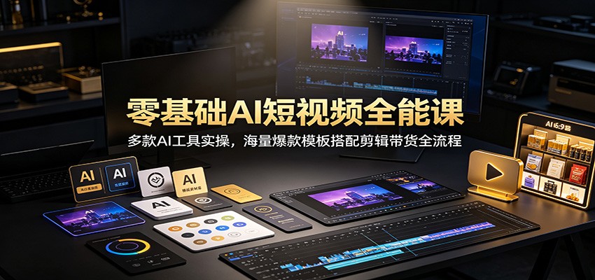零基础AI短视频全能课，即梦豆包DeepSeek实操，爆款模板加剪辑带货变现全流程 - 缩略图