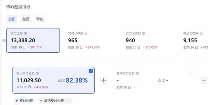小红书虚拟店铺后台数据截图