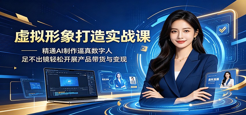 AI虚拟形象制作实战课，打造逼真数字人做产品带货，不想出镜也能上手 - 缩略图