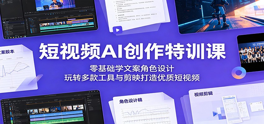 零基础AI短片创作课，从剧情文案、角色绘制到即梦小云雀出片，加剪映后期全流程实操 - 缩略图