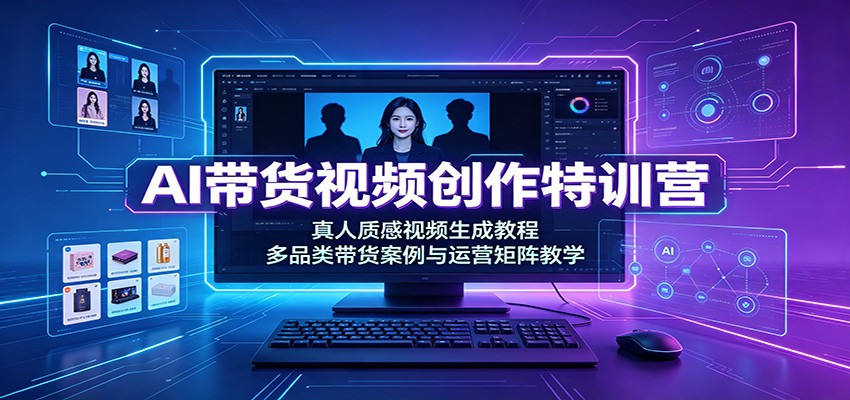 AI带货短视频实战课，零出镜生成真人质感模特和换装视频，覆盖男女装童装零食宠物多品类案例 - 缩略图