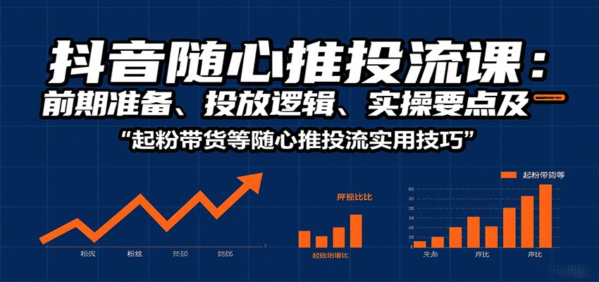 抖音随心推带货投流实操课，26节讲清账号准备、投放逻辑和起千粉带货 - 缩略图