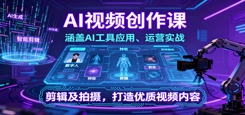 抖音AI视频创作从0到1，Deepseek+即梦AI+剪映实操，运营变现、爆款账号和剪辑拍摄全流程 - 缩略图