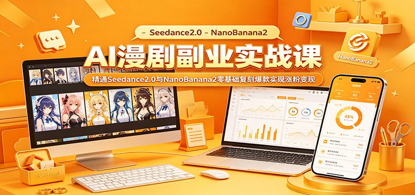 AI漫剧副业实战，用Seedance2.0和NanoBanana2零基础复刻爆款，涨粉变现全流程 - 缩略图