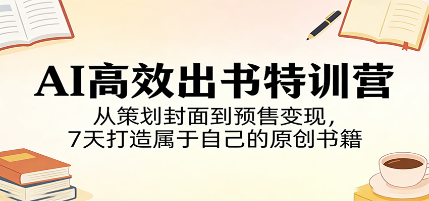 7天AI闪电出书训练营，选题书名大纲到封面预售，普通人也能写出一本书 - 缩略图