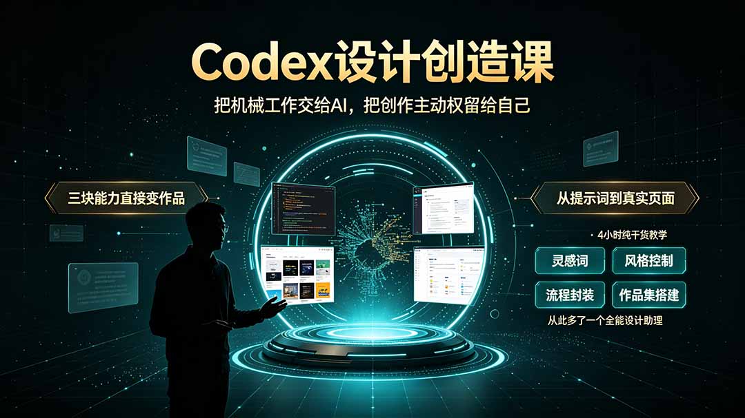 Codex设计创造课2期，4小时教会非程序员用Codex做设计，套模板、PPT、作品集都能交给它 - 缩略图