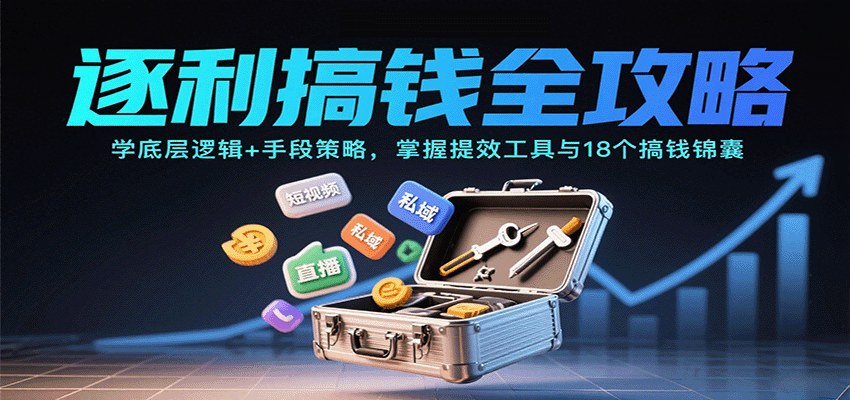 逐利商业实战课，道法术器四大模块拆解，12节方法论和18个搞钱锦囊，落地私域直播电商 - 缩略图