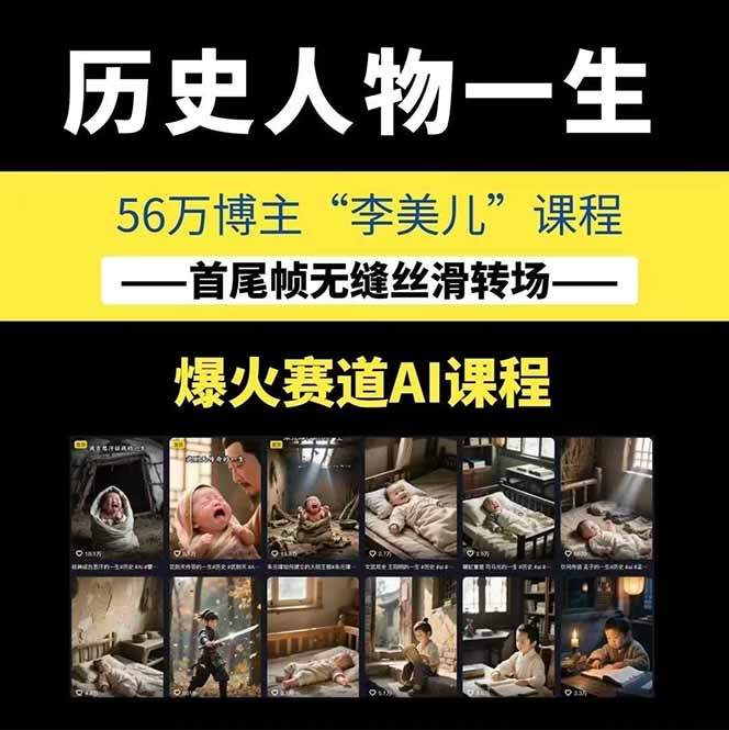 AI历史人物短视频,对标李美儿2个月涨粉56万,首尾帧转场与智能体制作全流程 - 缩略图