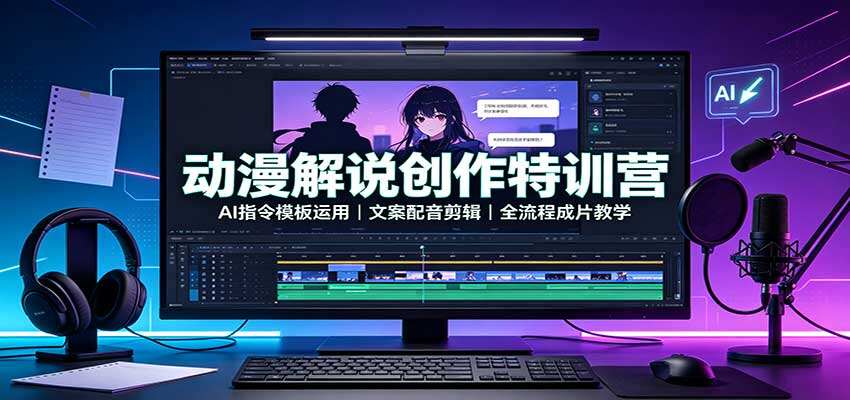 动漫解说AI创作课，豆包指令模板写文案配音剪辑，一套全流程成片实操演示 - 缩略图