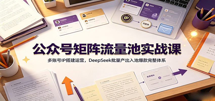 公众号矩阵流量池实战课，多账号IP搭建加DeepSeek批量产出入池爆款文章 - 缩略图