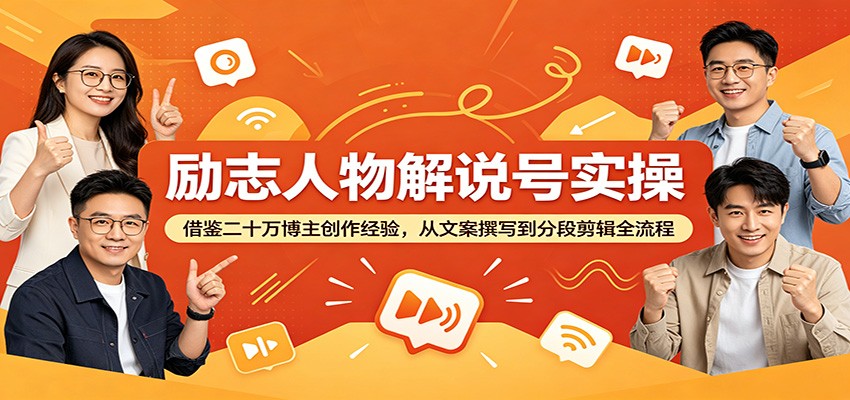 励志人物解说号实操课，20万粉博主讲文案写作到分段剪辑全流程 - 缩略图