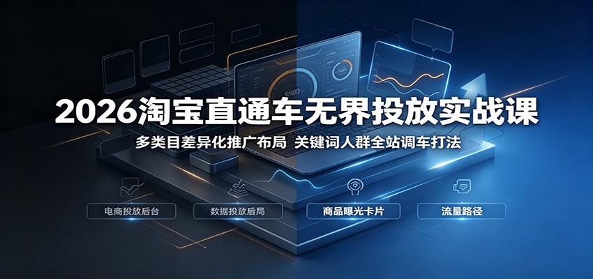 淘宝直通车无界投放实战，箱包3C家具等类目差异化布局，关键词人群全站调车全流程拆解 - 缩略图