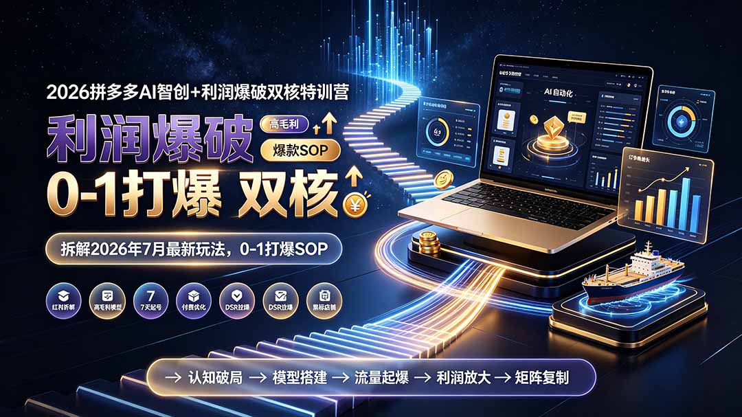 拼多多AI智创+利润爆破双核特训营，2026年7月最新玩法更新，0-1打爆SOP - 缩略图