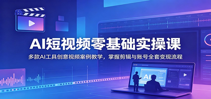 AI短视频零基础实操课，Deepseek+即梦+剪映案例教学，多赛道起号到抖音16种变现 - 缩略图