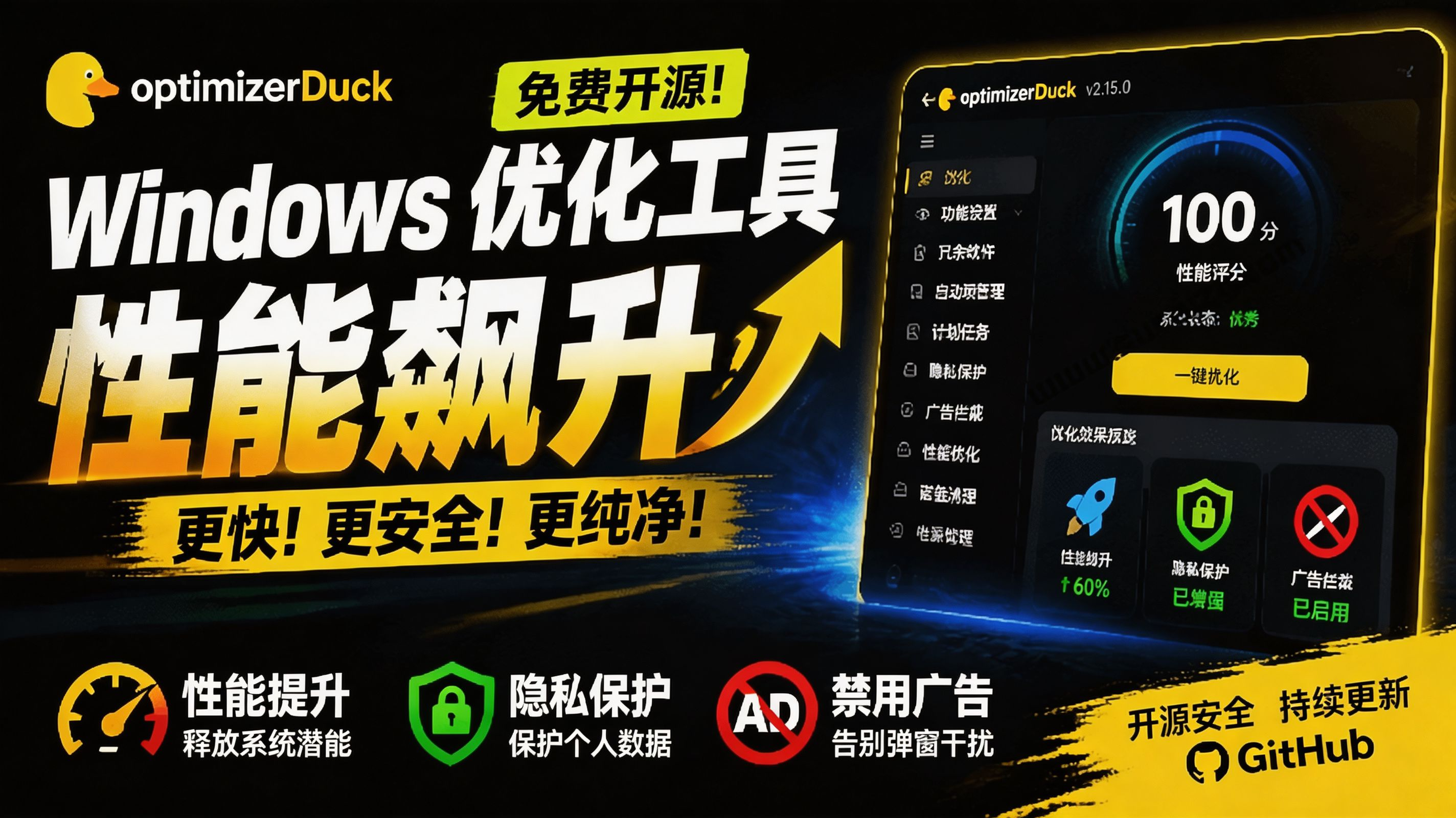 免费开源免安装的Windows优化工具OptimizerDuck，35项调校加显卡优化，改动可一键还原 - 缩略图