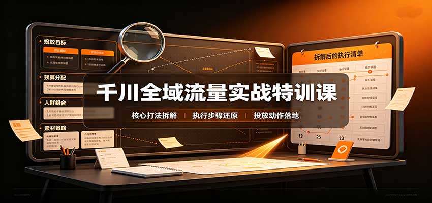 千川全域投放四天实战课，从账户搭建、投放策略到数据复盘的起量打法 - 缩略图