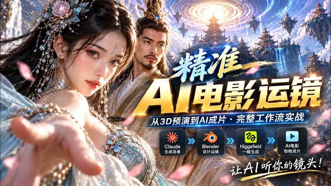 AI视频精准运镜，Claude+Blender+Higgsfield免费插件做3D预演，Seedance生成电影镜头 - 缩略图