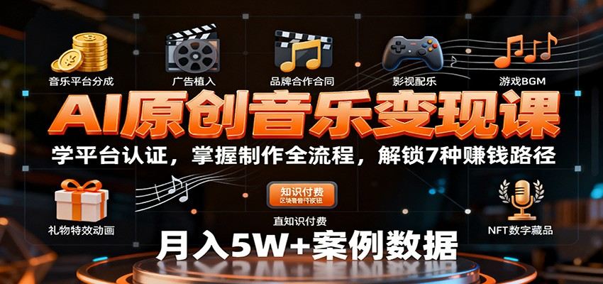 AI原创音乐变现，DeepSeek写词加AI编曲出歌，腾讯网易云抖音音乐人认证，7种赚钱路径 - 缩略图